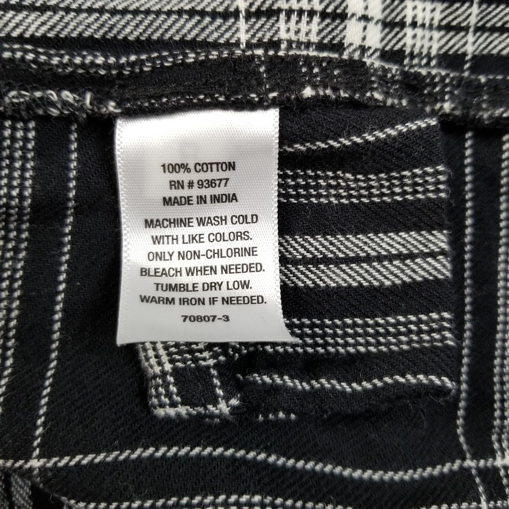 a.n.a Button Up Shirt Women's Large L‎ Black White Plaid Flannel Relaxed Cotton - Picture 8 of 8
